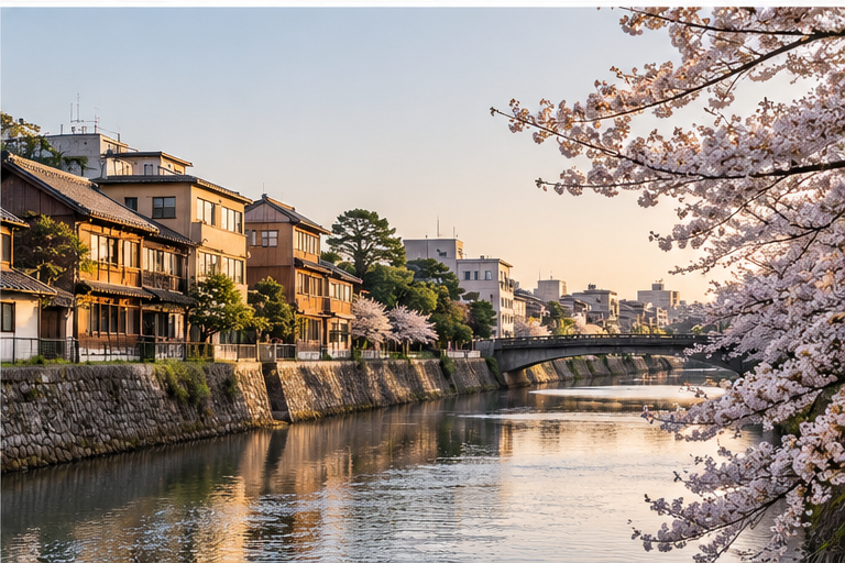 金沢の川沿いと桜の風景イメージ